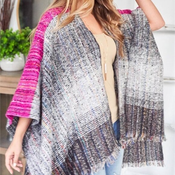 Multi Color Knit Sweater Shawl Wrap - Picture 4 of 6